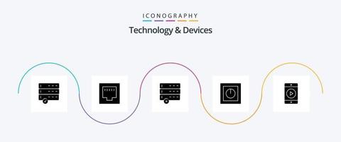 Geräte Glyph 5 Icon Pack inklusive . Film. Geräte. Handy, Mobiltelefon. sicher vektor