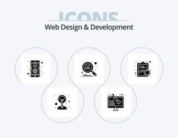 Webdesign und Entwicklung Glyph Icon Pack 5 Icon Design. Termin. seo. App. Suche. html vektor