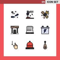 Aktienvektor-Icon-Pack mit 9 Zeilenzeichen und Symbolen für bearbeitbare Vektordesign-Elemente für Pendelrekreation GPS-Spiel Leichtathletik vektor