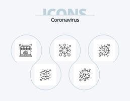 Coronavirus-Linien-Icon-Pack 5-Icon-Design. Petri. Temperatur. Antigen. Fieber. Virus vektor