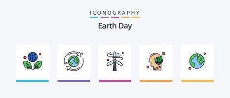 Earth Day Line gefüllt 5 Icon Pack inklusive Mensch. Gehirn. Öko. Energie. Energie. kreatives Symboldesign vektor