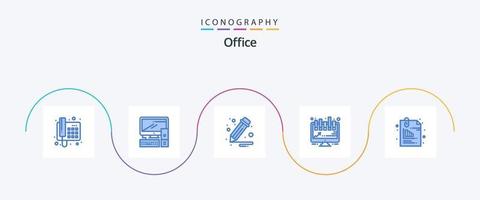kontor blå 5 ikon packa Inklusive kontor. dokumentera. företag. anknytning. styrelse vektor