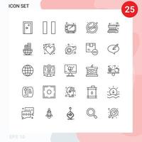 25 linje begrepp för webbplatser mobil och appar global organisation panorera läsplatta matlagning Nej rök redigerbar vektor design element