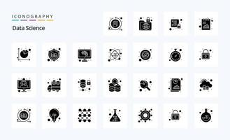 25 Data Science Solid Glyph Icon Pack vektor