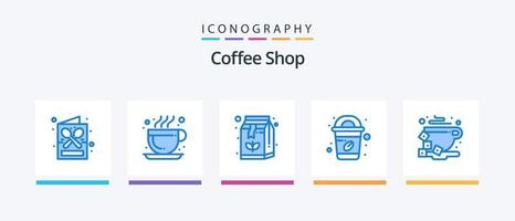 Coffee Shop Blue 5 Icon Pack inklusive Tasse. brechen. Getränk. Starbucks. Kaffee. kreatives Symboldesign vektor