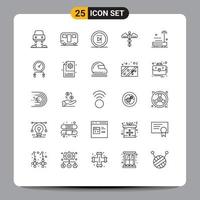 25 Benutzeroberflächen-Linienpaket mit modernen Zeichen und Symbolen von Radio Care Office Health Symbol editierbare Vektordesign-Elemente vektor