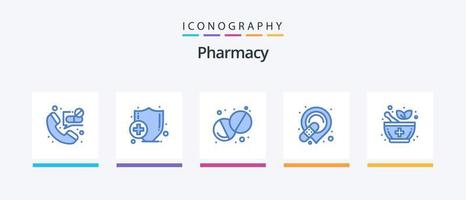 Apotheke blau 5 Icon Pack inklusive. Apotheke. Apotheke. Medizin. Binde. kreatives Symboldesign vektor