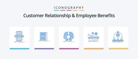 kund relation och anställd fördelar blå 5 ikon packa Inklusive laboratoriet. medicinsk. man. teater. sköld. kreativ ikoner design vektor