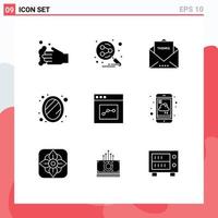 Stock Vector Icon Pack mit 9 Zeilen Zeichen und Symbolen für die Analytik Home Umschlag Spiegel Thanksgiving editierbare Vektordesign-Elemente