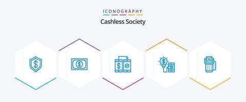 Cashless Society 25 Blue Icon Pack inklusive Smartphone. kreativ. Anschauen. Geldbörse. Handy, Mobiltelefon vektor