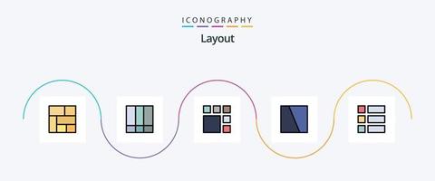 Layoutlinie gefüllt flach 5 Icon Pack inklusive Bild. Collage. rahmen. Layout. Bild vektor