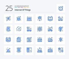 Internet der Dinge 25 blaues Symbolpaket inklusive CPU. W-lan. Netzwerk. Bildschirm. W-lan vektor