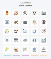 kreative Schule und Wissenschaft 25 Flat Icon Pack wie Online-Experiment. . Atom. Ausbildung. Konferenz vektor