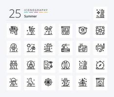 Sommer 25-Zeilen-Icon-Pack inklusive Sonne. International. Getränk. Globus. Sommer vektor