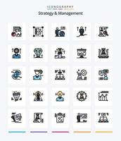 kreative Strategie und Management 25 Zeilen gefülltes Icon Pack wie Mann. hoch. Einstellung. Benutzer. Pfeil vektor
