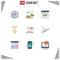 flacher Farbsatz der mobilen Schnittstelle mit 9 Piktogrammen von rechts oben Internet-Handcursor-Design editierbaren Vektordesign-Elementen vektor