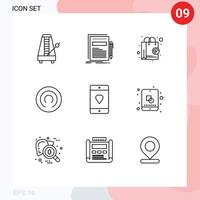 Stock Vector Icon Pack mit 9 Zeilenzeichen und Symbolen für alternative Währungspapier-Cloakcoin-Shop-Cloakcoin-Shop-editierbare Vektordesign-Elemente für Mobiltelefone