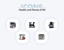 Gym linje fylld ikon packa 5 ikon design. Träning. kondition. skala. sport. övning vektor