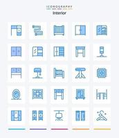 kreatives Interieur 25 blaues Icon Pack wie Interieur. Möbel. Bett. Schreibtisch. Innere vektor