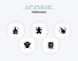 Halloween-Glyphen-Icon-Pack 5 Icon-Design. Gallo. Lebkuchenmann. gruselig. Ingwer. Zombie vektor