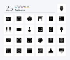 Appliances 25 Solid Glyph Icon Pack inklusive Garderobe. Heimat. Haushaltsgeräte. Möbel. Haushaltsgeräte vektor