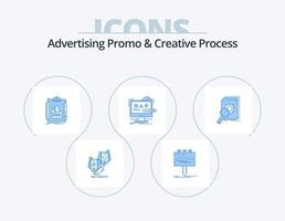 reklam promo och kreativ bearbeta blå ikon packa 5 ikon design. design. konst. anslagstavla. arbetsflöde. schema vektor