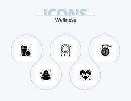 Wellness-Glyphen-Icon-Pack 5 Icon-Design. Wasserkocher Glocke. überspringen. Wissenschaft. Seil. Gesundheit vektor