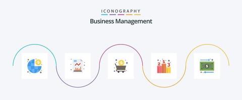 Business Management Flat 5 Icon Pack inklusive Bargeld. Strategie. Unternehmen. Rang. Unternehmen vektor