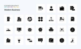 25 Solid-Glyphen-Icon-Pack für moderne Unternehmen vektor