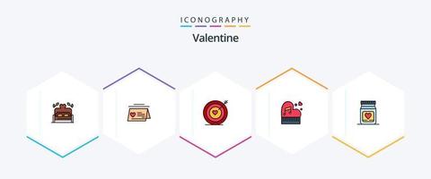 Valentinstag 25 Filledline Icon Pack inklusive Valentinstag. Hingabe. Ziel. Ehe. klassisch vektor