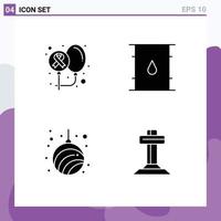 4 universelle solide Glyphenzeichen Symbole von Ballons Logistik Gesundheitscontainer Girlande editierbare Vektordesign-Elemente vektor