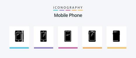 Handy Glyphe 5 Icon Pack inklusive . Huawei. Kamera. Handy, Mobiltelefon. kreatives Symboldesign vektor