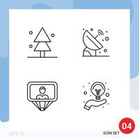 Stock Vector Icon Pack mit 4 Zeilenzeichen und Symbolen für Forest User Tree Orbit ID editierbare Vektordesign-Elemente