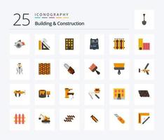 Bau und Konstruktion 25 flache Farbsymbolpakete einschließlich Reparatur. Gebäude. Reparatur. Werkzeug. Gebäude vektor