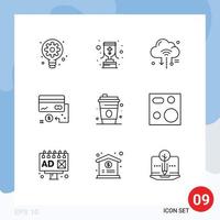 9 kreative Symbole moderne Zeichen und Symbole der Vermarktung von Kredit-Internetkartenwolken editierbare Vektordesign-Elemente vektor