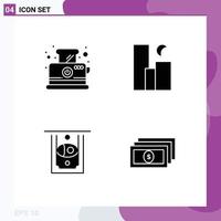 Stock Vector Icon Pack mit 4 Zeilenzeichen und Symbolen für Brot atm Frühstück Mond Geld editierbare Vektordesign-Elemente