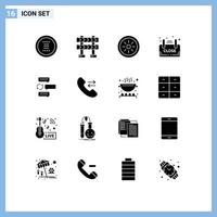 Aktienvektor-Icon-Pack mit 16 Zeilenzeichen und Symbolen für Chat-Shop-Lebensmittel-Werbetafel editierbare Vektor-Design-Elemente vektor