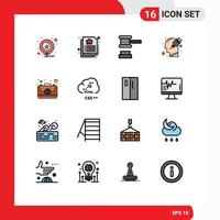 Stock Vector Icon Pack mit 16 Linienzeichen und Symbolen für Notfall-Plug-in-Hammer-Plug-Menschen editierbare kreative Vektordesign-Elemente