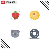 4 flaches Icon-Pack der Benutzeroberfläche mit modernen Zeichen und Symbolen für vegetarisches Joystick-Känguru aus Australien, editierbare Vektordesign-Elemente vektor