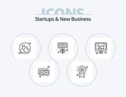 Startups und neue Business Line Icon Pack 5 Icon Design. Blätter. Unterlagen. Geld. Unterstützung. Rettungsring vektor