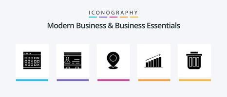 modern företag och företag väsentliga glyf 5 ikon packa Inklusive markör. Karta. företag. plats. människor. kreativ ikoner design vektor