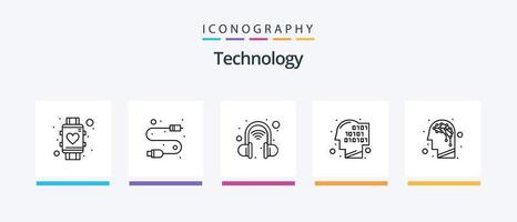 Technology Line 5 Icon Pack inklusive Intelligenz. künstlich. Internet. W-lan. Heimat. kreatives Symboldesign vektor