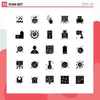 Mobile Schnittstelle solider Glyphensatz von 25 Piktogrammen von elektrischen Diagrammgesten Präsentationsanalyse editierbare Vektordesignelemente vektor