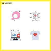 mobile schnittstelle flaches symbol set von 4 piktogrammen von feminismus datenanalyse dateninformationen online bewertung editierbare vektordesignelemente vektor