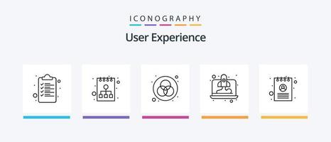 User Experience Line 5 Icon Pack inklusive Liste. Favorit. Farbe. dokumentieren. Strategie. kreatives Symboldesign vektor