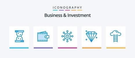 företag och investering blå 5 ikon packa Inklusive moln. användare. dollar. juvel. finansiell. kreativ ikoner design vektor