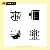 4 kreative Symbole moderne Zeichen und Symbole von Kindergarten-Reisespielland-Benzin-Essen editierbare Vektordesign-Elemente