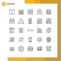 uppsättning av 25 modern ui ikoner symboler tecken för teknologi grej företag enheter uppkopplad redigerbar vektor design element