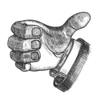 Mann Handbewegung Daumen Finger hoch Doodle-Vektor vektor