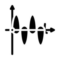 Graph der Glyphensymbol-Vektorillustration für elektromagnetische Wellen vektor